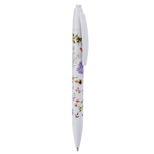Stylo bille - Encre noire - Rétractable - 3 modèles assortis - Motif abeille et fleurs