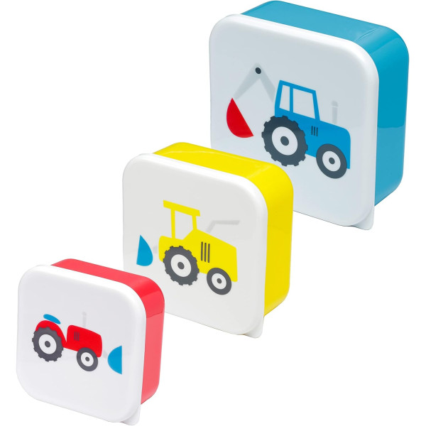 photo-Boîtes à déjeuner - Assortiment 3 tailles - Plastique - Enfant - Modèles tracteurs