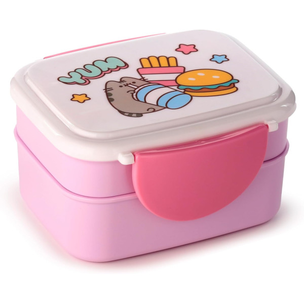photo-Boite à déjeuner - Avec couverts - Rose - Pusheen le chat - Plastique sans BPA