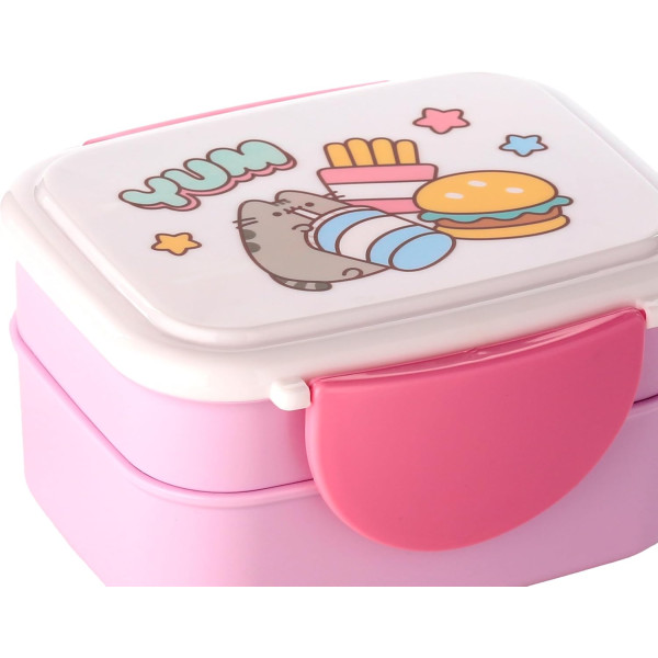 Boite à déjeuner - Avec couverts - Rose - Pusheen le chat - Plastique sans BPA