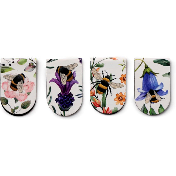 Marque-pages - Pour livre - Magnétique - 4 modèles fleurs et abeille - Idée cadeau