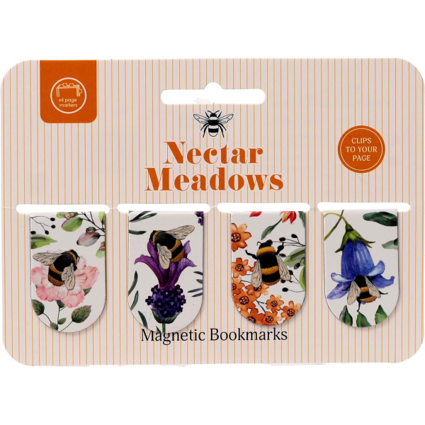 Marque-pages - Pour livre - Magnétique - 4 modèles fleurs et abeille - Idée cadeau