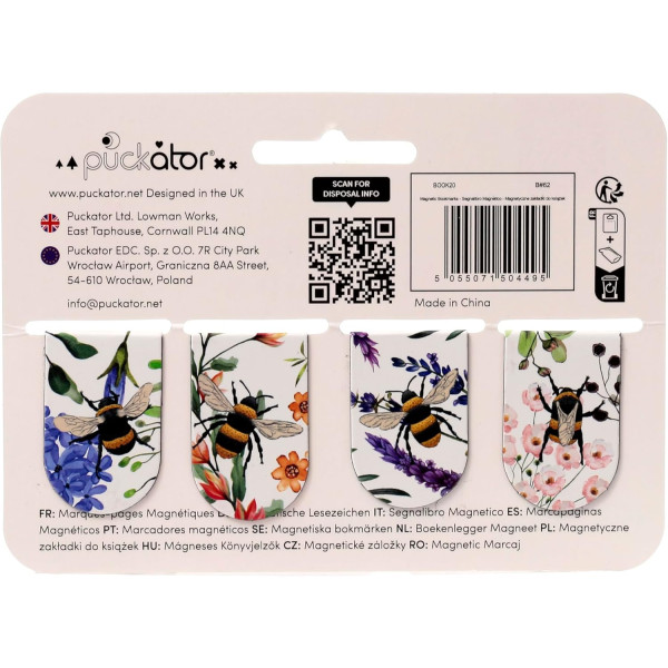 Marque-pages - Pour livre - Magnétique - 4 modèles fleurs et abeille - Idée cadeau