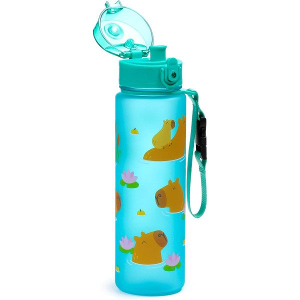 photo-Gourde - Avec paille intégrée - Plastique sans BPA - 600ml - Enfant - Motif animal