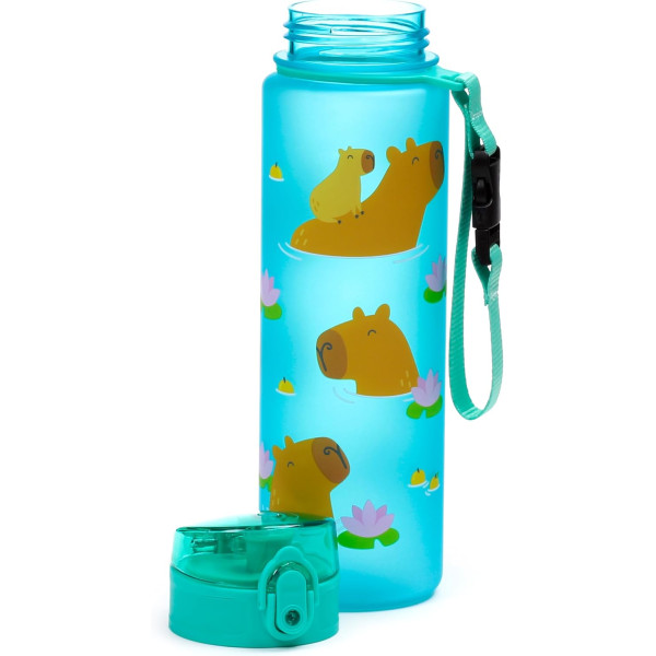 Gourde - Avec paille intégrée - Plastique sans BPA - 600ml - Enfant - Motif animal