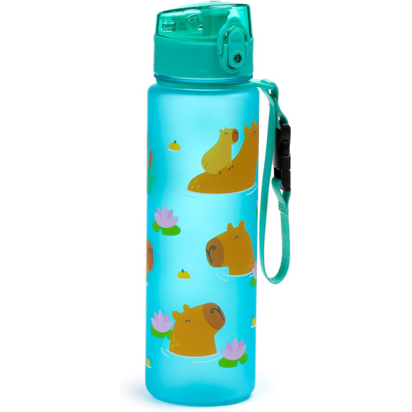 Gourde - Avec paille intégrée - Plastique sans BPA - 600ml - Enfant - Motif animal