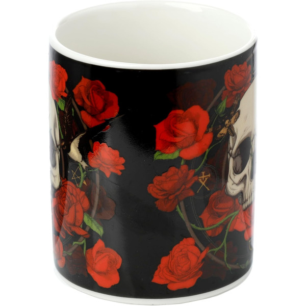 Tasse - Mug - Crâne + roses - Porcelaine - Punk/Gothique - Idée cadeau