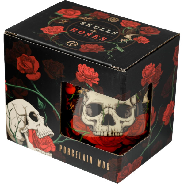 Tasse - Mug - Crâne + roses - Porcelaine - Punk/Gothique - Idée cadeau