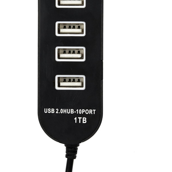 Hub - 10 ports USB - USB 2.0 - Permet de connecter plusieurs appareils