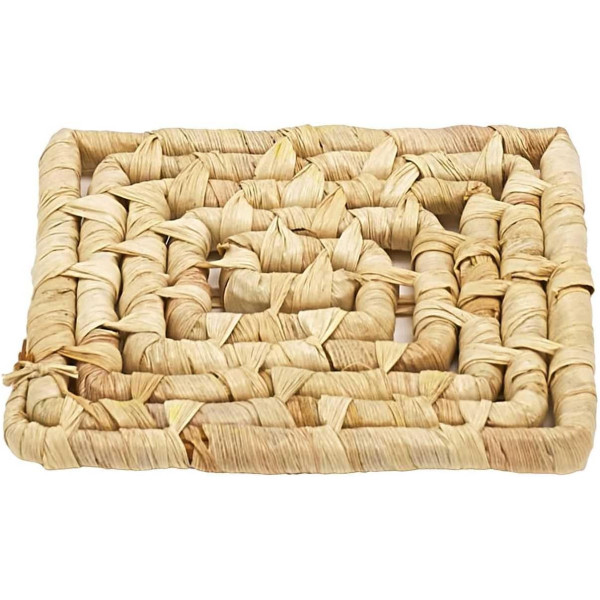 Dessous de plat - 15x15cm - Tressé en fibres naturelles - Pour plats chauds - Cuisine