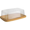 photo-Beurrier - Couvercle plastique transparent - Support bois - 20,5x12,5x6cm - Cuisine