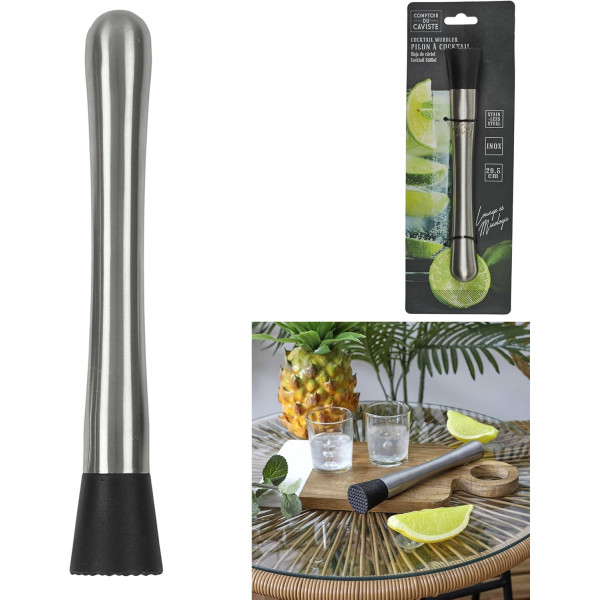 Pilon à cocktail - Inox - Pour mojito, caïpirinhas, bellinis - 20,5cm hauteur