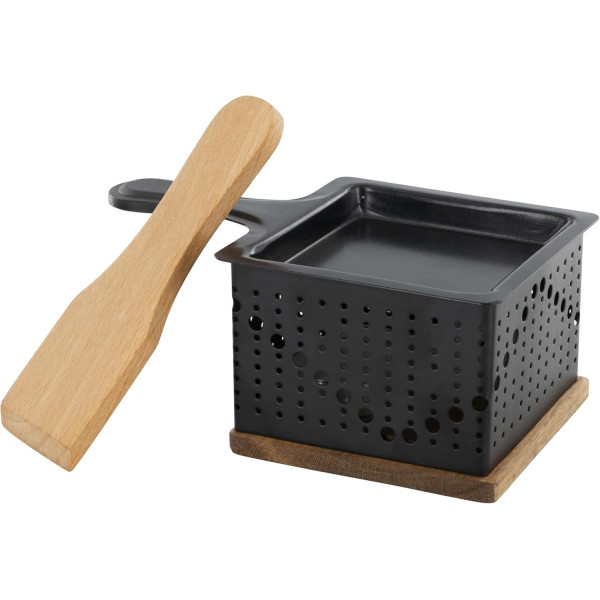 photo-Appareil à raclette - 1 personne - Chauffe avec bougie - 1 poêlon + spatule bois