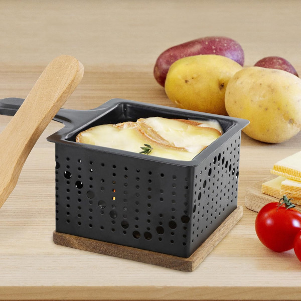 Appareil à raclette - 1 personne - Chauffe avec bougie - 1 poêlon + spatule bois