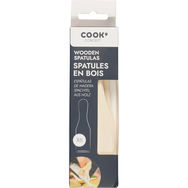 photo-Spatules à raclette - Bois - Grattoir à raclette - Pour appareil à raclette - 6 pièces