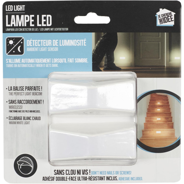 photo-Lampes LED - Détecteur de luminosité intégré - Fixation facile - Fonctionne avec piles