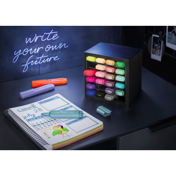 Surligneurs - Présentoir de bureau - 24 couleurs métalliques, pastel et néon - Faber-Castell - TL 46