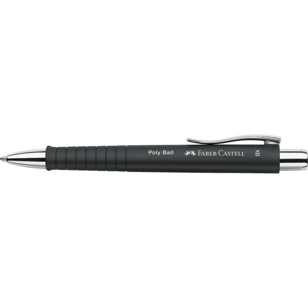 Stylo à bille - Noir - Encre bleue - Pointe moyenne - Grip - Rétractable - Faber-castell - Poly Ball