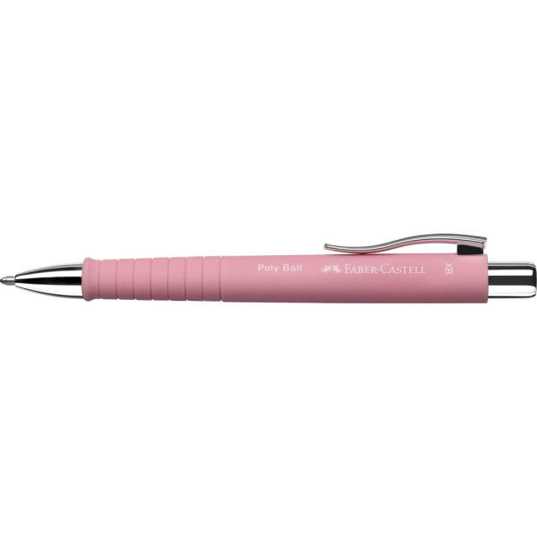Stylo à bille - Rose - Encre bleue - Pointe moyenne - Grip - Rétractable - Faber-castell - Poly Ball