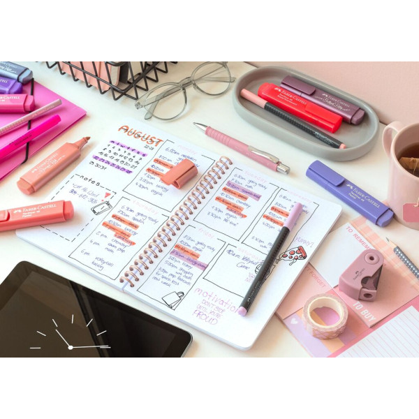 Stylo à bille - Rose - Encre bleue - Pointe moyenne - Grip - Rétractable - Faber-castell - Poly Ball