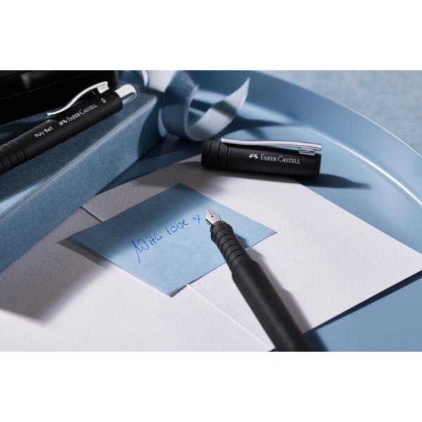 Stylo à bille et stylo plume - Noir - Encre bleue - Soft touch - Grip - Faber-castell - Poly Ball