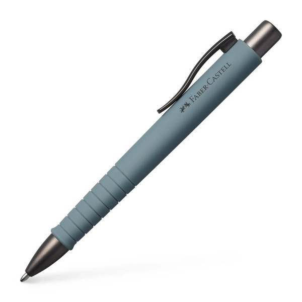 photo-Stylo à bille - Gris pierre - Encre bleue - Pointe moyenne - Grip - Rétractable - Faber-castell - Poly Ball
