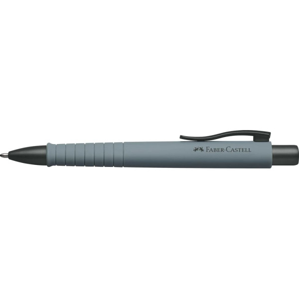 Stylo à bille - Gris pierre - Encre bleue - Pointe moyenne - Grip - Rétractable - Faber-castell - Poly Ball