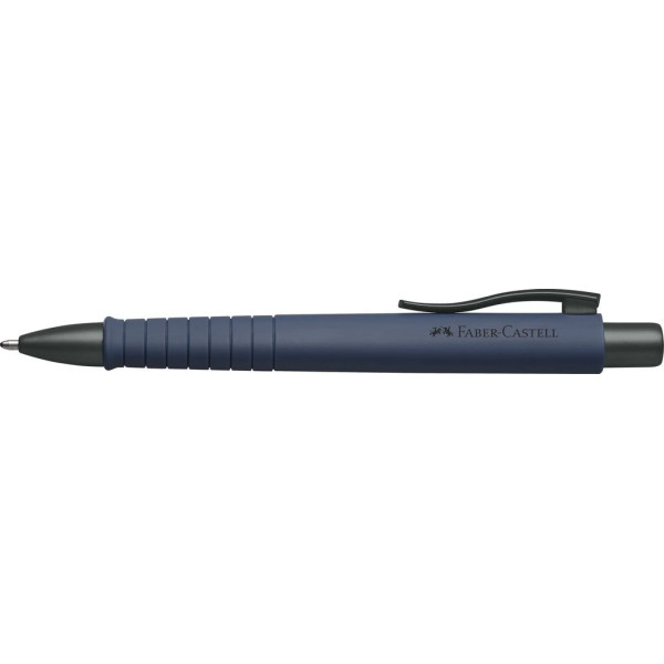 Stylo à bille - Bleu marine - Encre bleue - Pointe moyenne - Grip - Rétractable - Faber-castell - Poly Ball