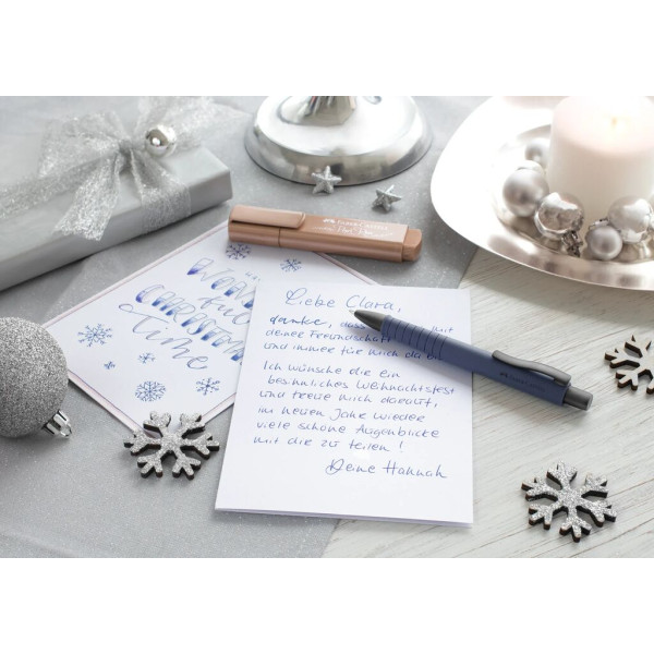 Stylo à bille - Bleu marine - Encre bleue - Pointe moyenne - Grip - Rétractable - Faber-castell - Poly Ball