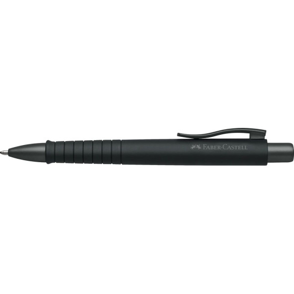 Stylo à bille - Noir - Encre bleue - Pointe moyenne - Grip - Rétractable - Faber-castell - Poly Ball
