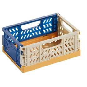 photo-Mini caisse de rangement - Plastique - Pliable - Bleu/Jaune - 14x10,5x6cm - Bureau, loisirs créatifs