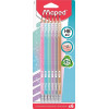 photo-6 crayons graphite - HB - N°2 - Embout gomme - Couleurs pailletées - Maped