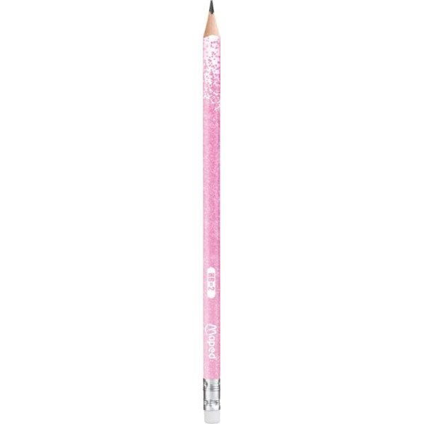 6 crayons graphite - HB - N°2 - Embout gomme - Couleurs pailletées - Maped