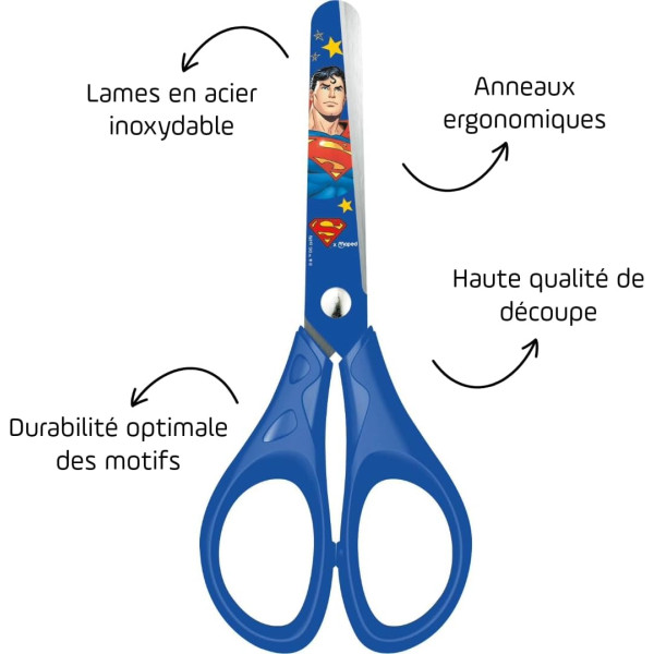 Ciseaux - Scolaire - Bouts ronds - 13 cm - Dès 4 ans - Maped - Superman