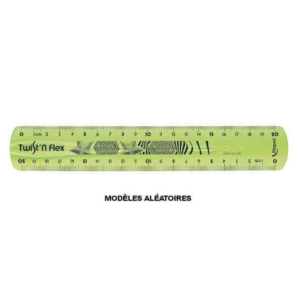 Règle - Double décimètre - 20cm - Plastique - Flexible - Couleurs aléatoires - Maped