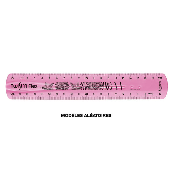 Règle - Double décimètre - 20cm - Plastique - Flexible - Couleurs aléatoires - Maped
