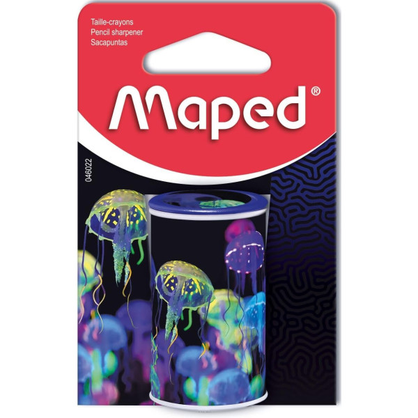 Taille-crayon - 1 trou - Avec réservoir en métal - Idéal pour la trousse - Maped Deepsea