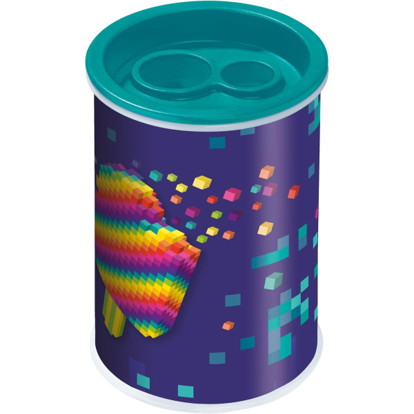 photo-Taille-crayon - 2 trous - Avec réservoir en métal - Idéal pour la trousse - Maped - Pixel Party