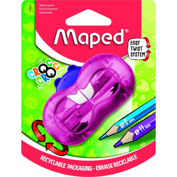Taille-crayon - 2 trous - Avec réservoir en plastique - Enfant - Dès 3 ans - Maped CrocCroc