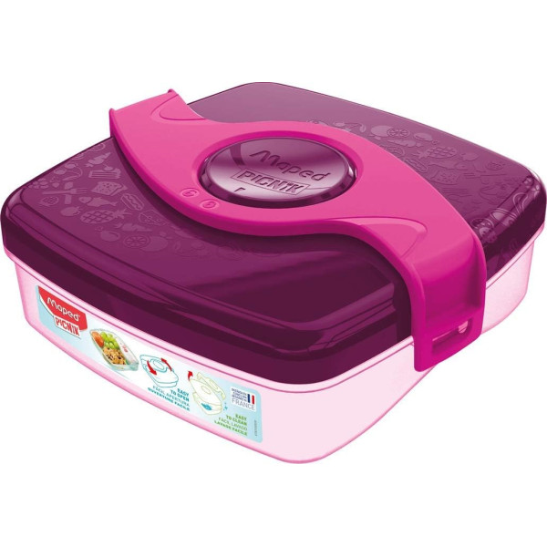 photo-Boîte à goûter - Plastique - Rose violet - 1 compartiment - 520 ml - 15 x 17 cm - Maped