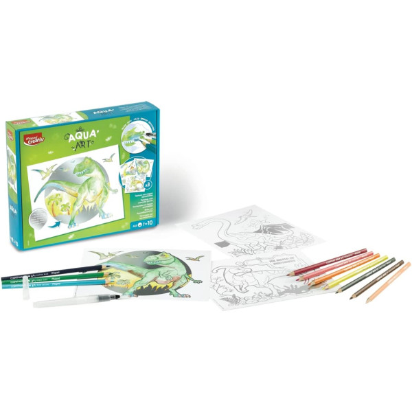 Coffret coloriage - Thème dinosaure - 3 modèles + crayons aquarellables - Dès 7 ans - Maped creativ