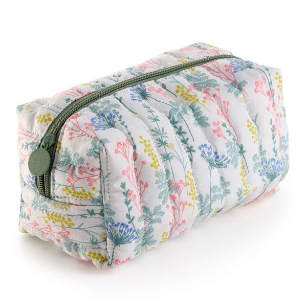 photo-Trousse - Tissus - Motif fleuri - Idéal pour l'école, accessoires - 15x7x9cm - Miquelrius