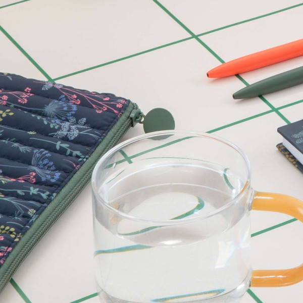 Trousse - Tissus - Motif fleuri - Petit modèle - Idéale pour ranger stylos, accessoires - Miquelrius
