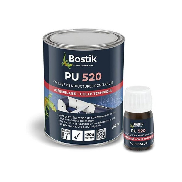 photo-Colle - Contact liquide - Durcisseur inclus - Collage et réparation de structures gonflables - Bostik PU520