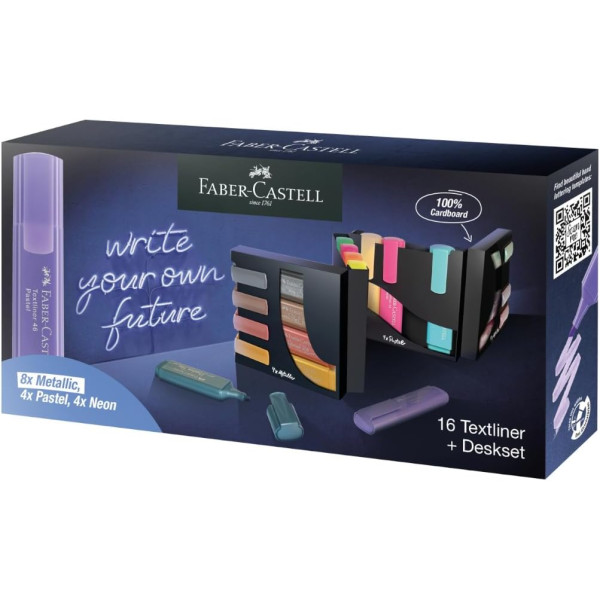 photo-Surligneurs - Présentoir de bureau - 16 couleurs métalliques, pastel et néon - Faber-Castell - TL 46