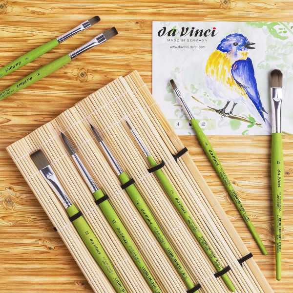 Pinceaux - Assortiment 6 tailles et formes + natte  - Loisirs créatifs - Da Vinci