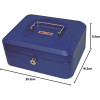 Caisse à monnaie - 20x16x9cm - Bleu - Monnayeur intégré - Métal - 2 clés