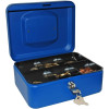 Caisse à monnaie - 20x16x9cm - Bleu - Monnayeur intégré - Métal - 2 clés