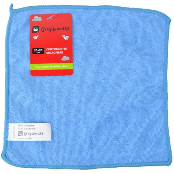 Chiffon - Pour effacer ardoises et tableaux blancs - 20x20cm - Microfibre