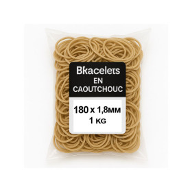 photo-Bracelets en caoutchouc - Naturel - 180mm diamètre x 1,8mm - Sachet 1kg - Wonday